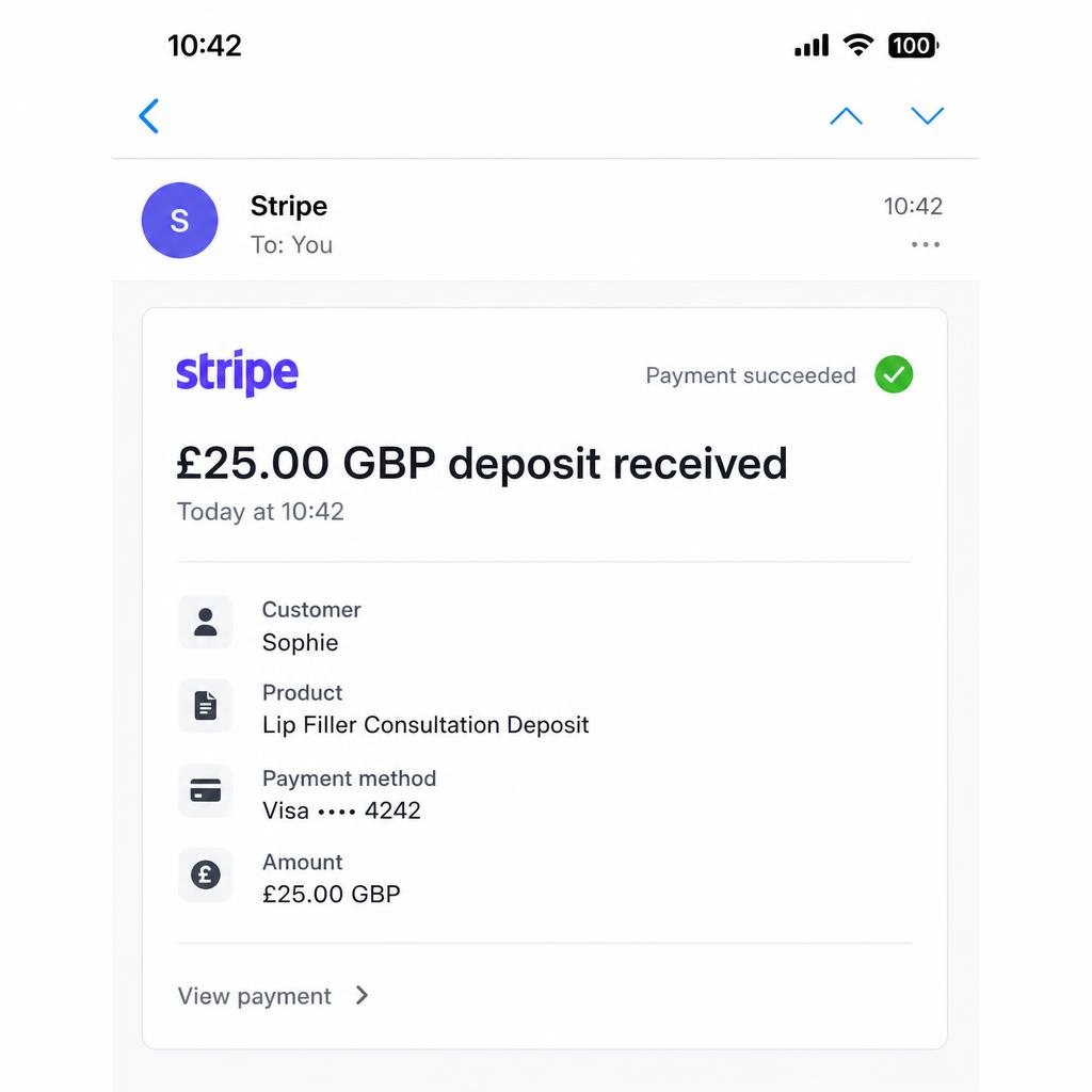 £25 deposit received via Stripe