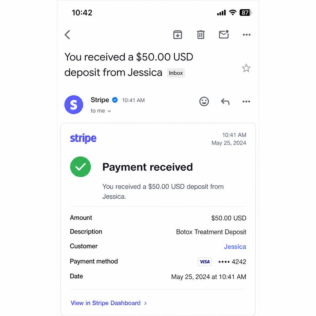 $50 deposit received via Stripe